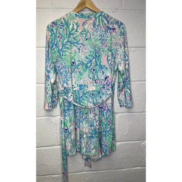 Lilly Pulitzer Karlie Wrap Romper XL Craysea Seashell Resort Blue Purple Green - Picture 4 of 11